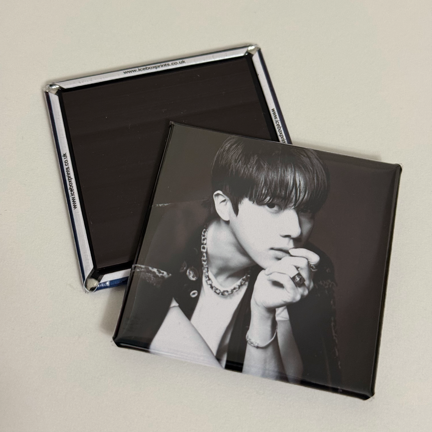 Square Magnet: BTS Jin in Black and White