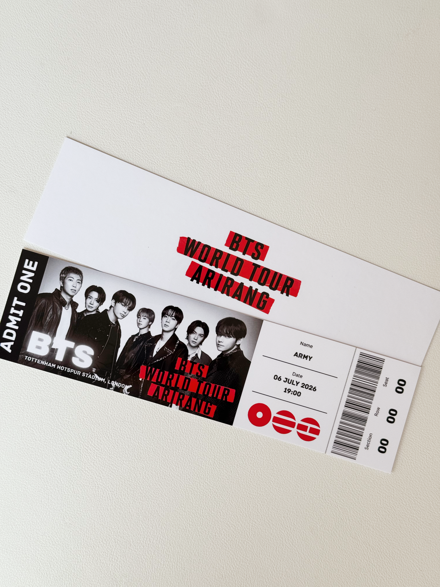 BTS Arirang World Tour Custom Concert Ticket