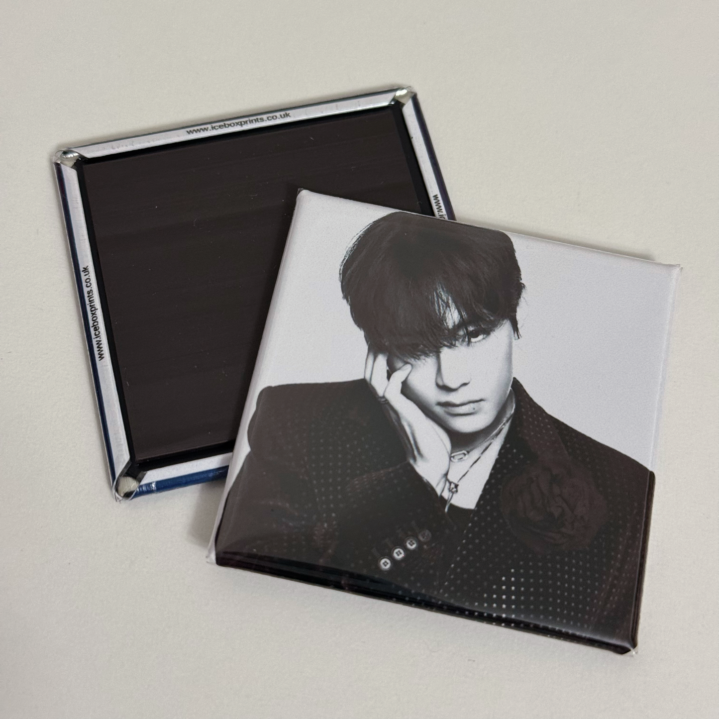 Square Magnet: BTS V in Black and White